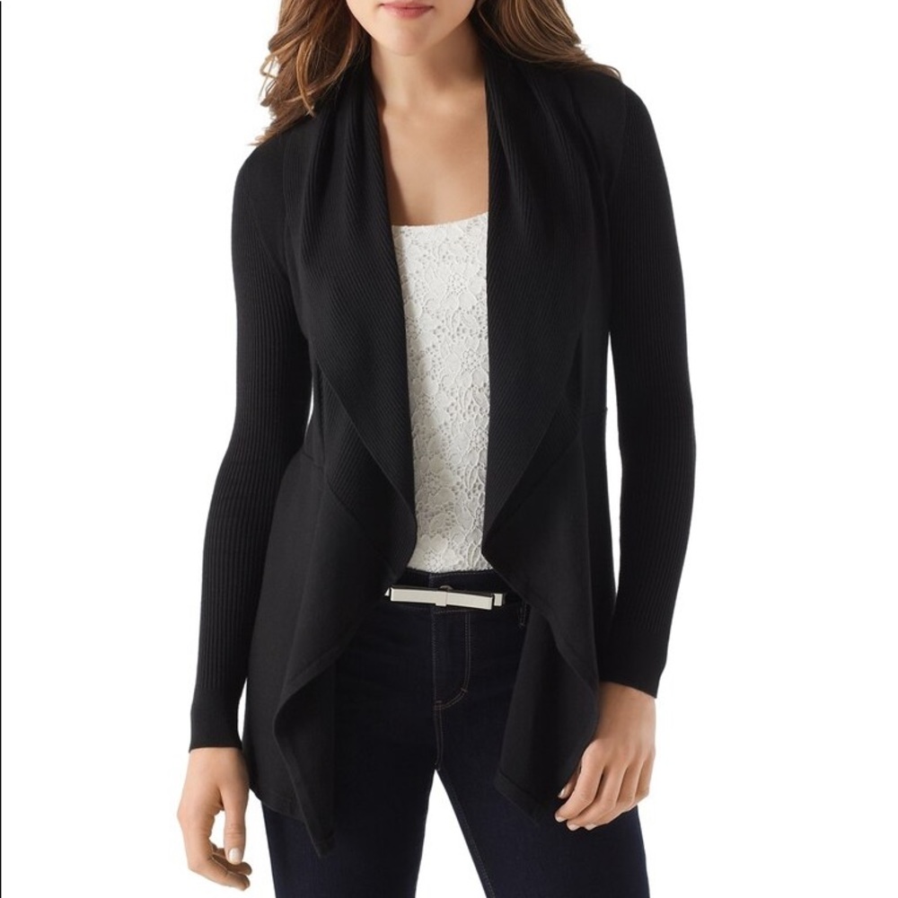 White House Black Market Black Shawl 3/4 Sleeve